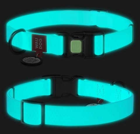 Collar Collar WauDog Waterproof Obroża wodoodporna z QR-paszportem, akumulująca światło, plastikowy fastex, 15mm/25-35cm