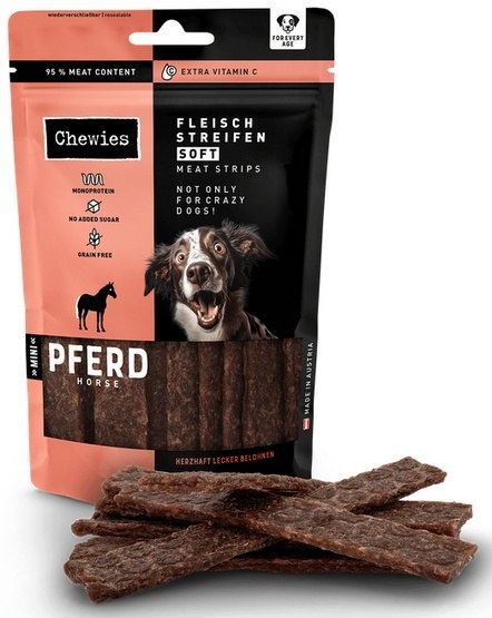 Chewies Chewies Meat Strips Soft Mini Konina 70g