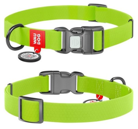 Collar Collar Waterproof Obroża wodoodporna z QR-paszportem, plastikowy fastex, L 25mm/33-49cm jasnozielona