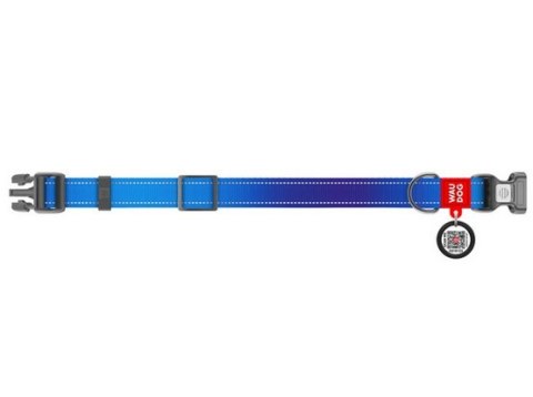 Collar Collar WauDog Nylon Mono Obroża nylonowa odblaskowa z QR-paszportem, plastikowy fastex, L 25mm/33-49cm niebieska