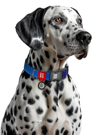 Collar Collar WauDog Nylon Mono Obroża nylonowa odblaskowa z QR-paszportem, plastikowy fastex, L 25mm/33-49cm niebieska