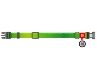 Collar Collar WauDog Nylon Mono Obroża nylonowa odblaskowa z QR-paszportem, plastikowy fastex, M 20mm/28-40cm jasnozielona