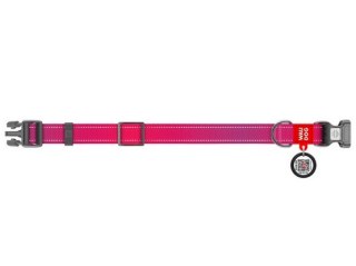Collar Collar WauDog Nylon Mono Obroża nylonowa odblaskowa z QR-paszportem, plastikowy fastex, S 15mm/25-35cm różowa