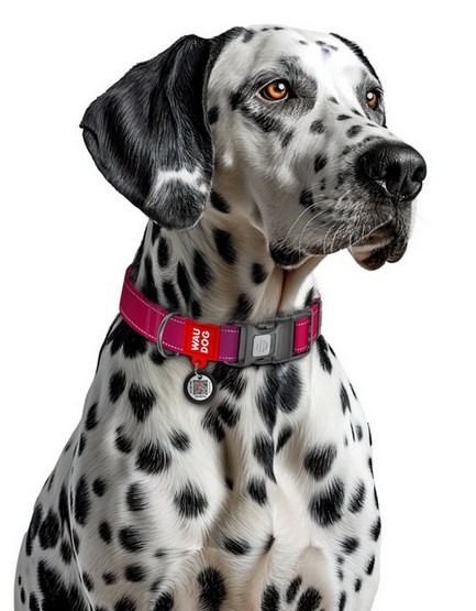 Collar Collar WauDog Nylon Mono Obroża nylonowa odblaskowa z QR-paszportem, plastikowy fastex, S 15mm/25-35cm różowa