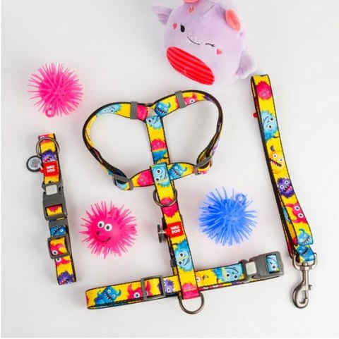 Collar Collar WauDog Nylon Obroża nylonowa z QR-paszportem, plastikowy fastex, wzór FUTRZANE POTWORY, M 20mm/28-40cm