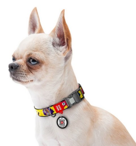 Collar Collar WauDog Nylon Obroża nylonowa z QR-paszportem, plastikowy fastex, wzór FUTRZANE POTWORY, S 15mm/25-35cm