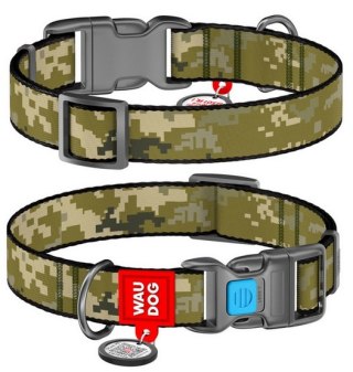 Collar Collar WauDog Nylon Obroża nylonowa z QR-paszportem, plastikowy fastex, wzór MILITARY, S 15mm/25-35cm