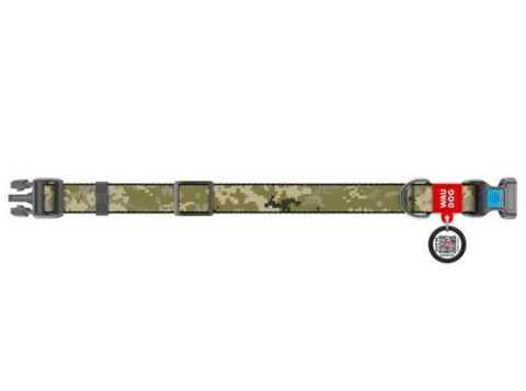 Collar Collar WauDog Nylon Obroża nylonowa z QR-paszportem, plastikowy fastex, wzór MILITARY, S 15mm/25-35cm