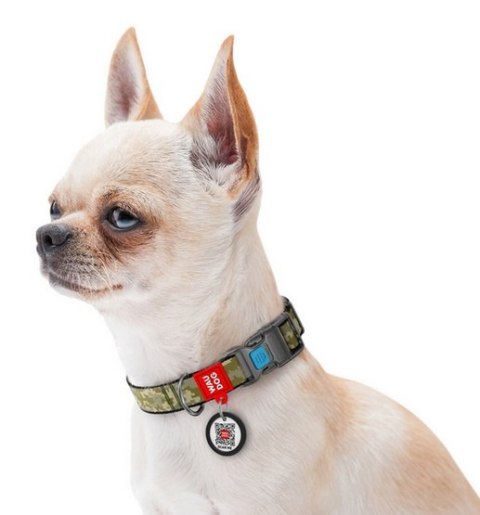 Collar Collar WauDog Nylon Obroża nylonowa z QR-paszportem, plastikowy fastex, wzór MILITARY, S 15mm/25-35cm