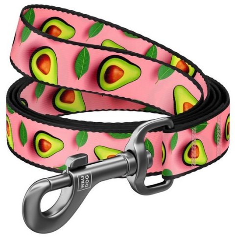 Collar Collar WauDog Nylon Smycz nylonowa S 15mm/200cm, wzór AWOKADO NA RÓŻU