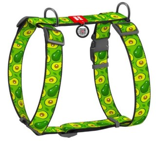 Collar Collar WauDog Nylon Szelki nylonowe anatomiczne w kształcie litery H, z QR-paszportem, plastikowy fastex, wzór AWOKADO, rozmiar 