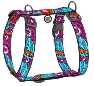 Collar Collar WauDog Nylon Szelki nylonowe anatomiczne w kształcie litery H, z QR-paszportem, plastikowy fastex, wzór LATO, rozmiar XL 