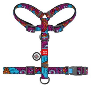 Collar Collar WauDog Nylon Szelki nylonowe anatomiczne w kształcie litery H, z QR-paszportem, plastikowy fastex, wzór LATO, rozmiar L 2