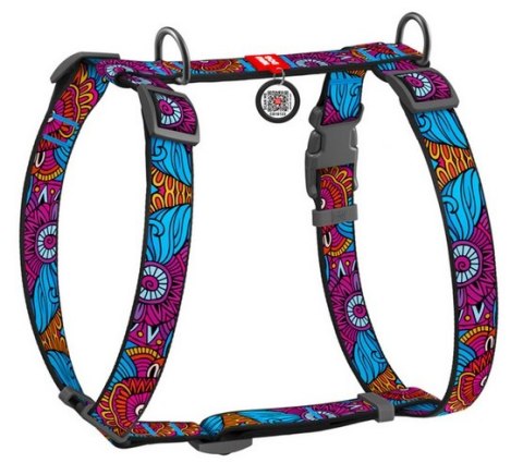 Collar Collar WauDog Nylon Szelki nylonowe anatomiczne w kształcie litery H, z QR-paszportem, plastikowy fastex, wzór LATO, rozmiar M 2