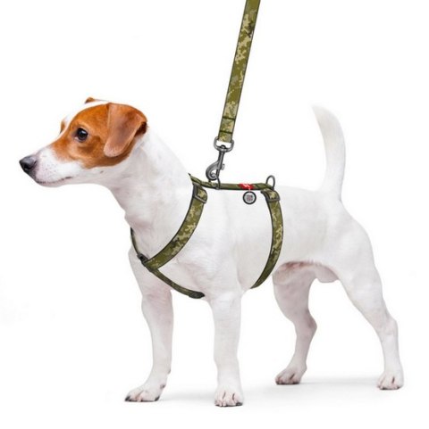 Collar Collar WauDog Nylon Szelki nylonowe anatomiczne w kształcie litery H, z QR-paszportem, plastikowy fastex, wzór MILITARY, rozmiar