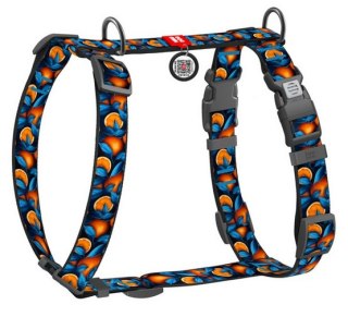 Collar Collar WauDog Nylon Szelki nylonowe anatomiczne w kształcie litery H, z QR-paszportem, plastikowy fastex, wzór POMARAŃCZE, rozmi