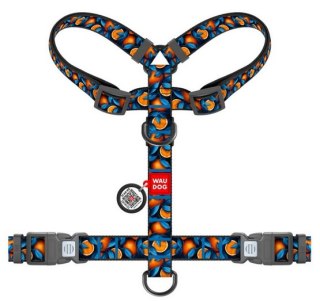 Collar Collar WauDog Nylon Szelki nylonowe anatomiczne w kształcie litery H, z QR-paszportem, plastikowy fastex, wzór POMARAŃCZE, rozmi