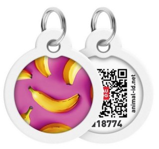 Collar Collar WauDog Smart ID Zawieszka z QR-paszportem okrągła 3cm banany na różu
