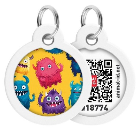 Collar Collar WauDog Smart ID Zawieszka z QR-paszportem okrągła 3cm futrzane potwory