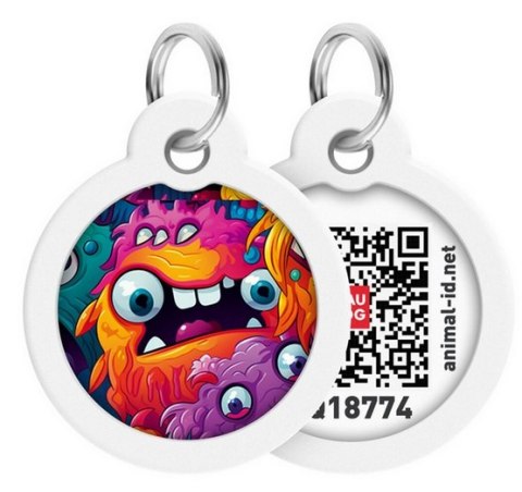 Collar Collar WauDog Smart ID Zawieszka z QR-paszportem okrągła 3cm zębate potwory