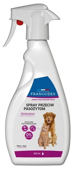 Francodex Francodex Spray przeciwpasożytniczy z dimetykonem dla psów i kotów 500ml