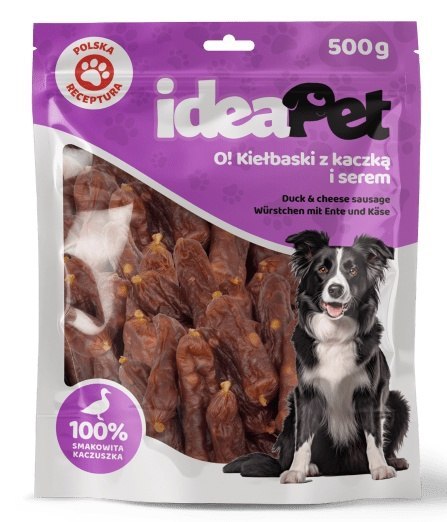 IdeaPet IdeaPet Kiełbaski z kaczką i serem 500g