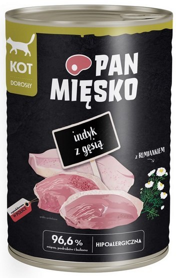Pan Mięsko Pan Mięsko Karma mokra dla kota - indyk i gęś puszka 400g