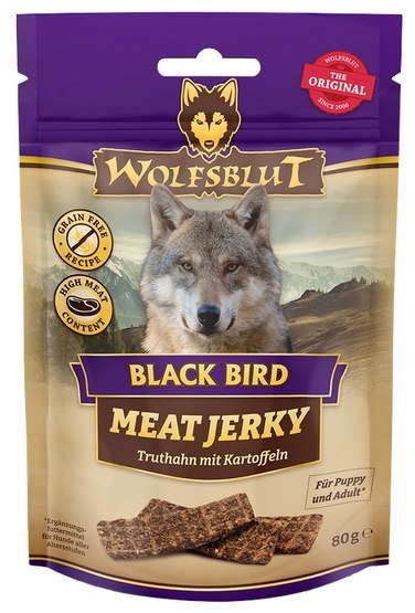 Wolfsblut Wolfsblut Dog Meat Jerky Black Bird 80g