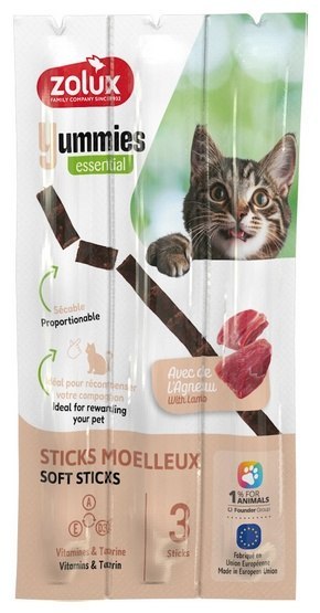 Zolux Zolux Yummies Miękki przysmak dla kota - Pałeczki Jagnięcina & Ryż 3x5g