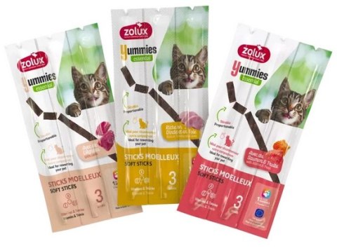 Zolux Zolux Yummies Miękki przysmak dla kota - Pałeczki Łosoś & Pstrąg 3x5g
