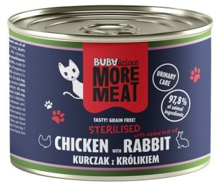 BUBA Pet BUBAlicious Kot More Meat Sterilised kurczak i królik puszka 185g