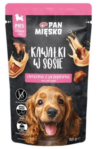 Pan Mięsko Pan Mięsko Karma mokra dla psa - Puppy cielęcina z przepiórką kawałki w sosie saszetka 150g