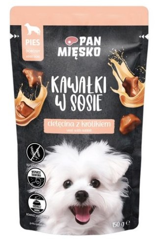 Pan Mięsko Pan Mięsko Karma mokra dla psa - cielęcina z królikiem kawałki w sosie saszetka 150g