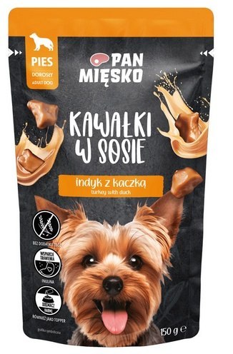 Pan Mięsko Pan Mięsko Karma mokra dla psa - indyk z kaczką kawałki w sosie saszetka 150g