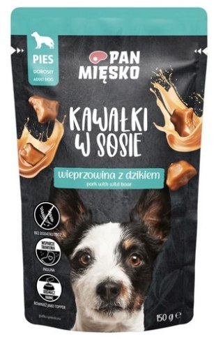 Pan Mięsko Pan Mięsko Karma mokra dla psa - wieprzowina z dzikiem kawałki w sosie saszetka 150g
