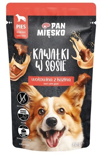 Pan Mięsko Pan Mięsko Karma mokra dla psa - wołowina z koziną kawałki w sosie saszetka 150g