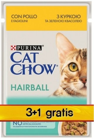 Purina Cat Chow Purina Cat Chow Hairball Kurczak saszetki 3+1 GRATIS 4x85g