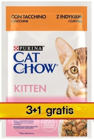 Purina Cat Chow Purina Cat Chow Kitten Indyk i cukinia saszetki 3+1 GRATIS 4x85g