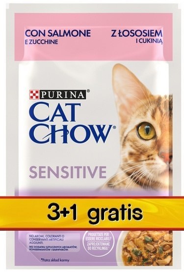 Purina Cat Chow Purina Cat Chow Sensitive Łosoś saszetki 3+1 GRATIS 4x85g