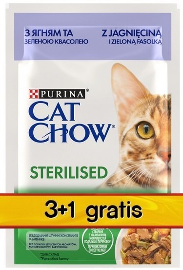 Purina Cat Chow Purina Cat Chow Sterilised Jagnięcina saszetki 3+1 GRATIS 4x85g