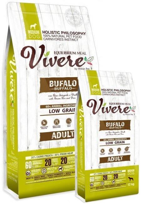Vivere Vivere Dog Medium Adult Buffalo Karma Monobiałkowa z Bawołem 12+3kg