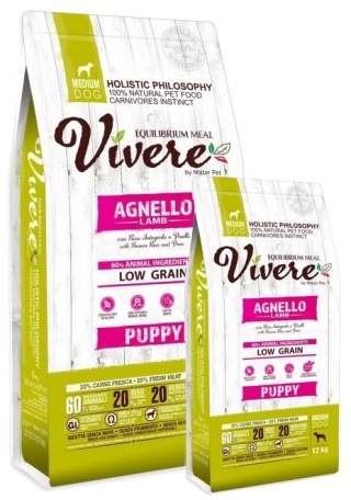 Vivere Vivere Dog Medium Puppy Lamb Monobiałkowa karma dla szczeniąt z jagnięciną 12+3kg
