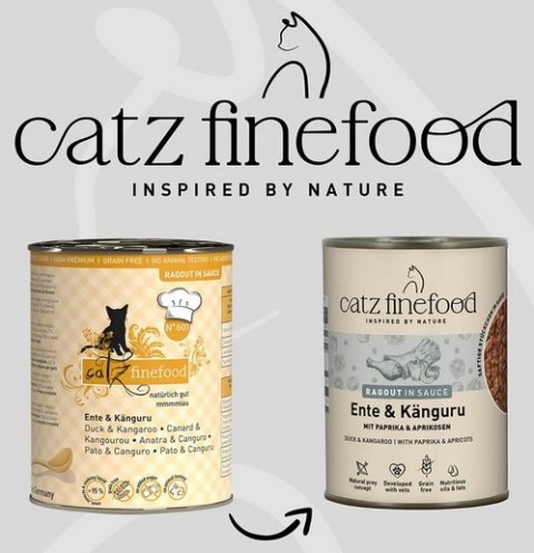 Catz Finefood Catz Finefood Ragout in Sauce Kaczka i Kangur (N.607) puszka 380g