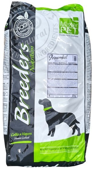 Primordial Primordial Breeders Dog Grain Free Adult Buffalo & Mackerel 20kg