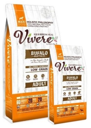 Vivere Vivere Maxi Adult Buffalo 12kg Karma Monobiałkowa z Bawołem dla dużych ras 12+3kg