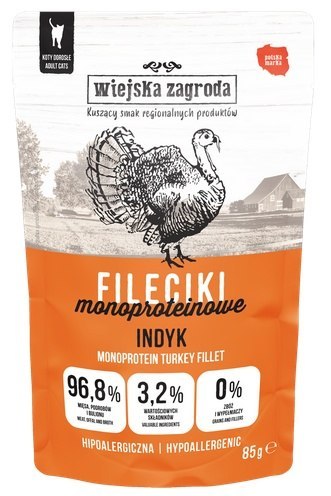Wiejska Zagroda Wiejska Zagroda Kot Fileciki monoproteinowe indyk saszetka 85g