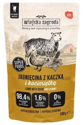 Wiejska Zagroda Wiejska Zagroda Kot Jagnięcina z kaczką i kocimiętką saszetka 100g