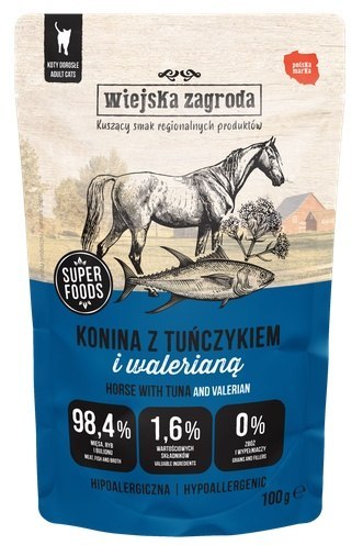 Wiejska Zagroda Wiejska Zagroda Kot Konina z tuńczykiem i walerianą saszetka 100g