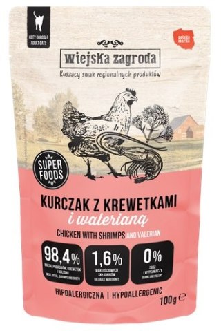 Wiejska Zagroda Wiejska Zagroda Kot Kurczak z krewetkami i walerianą saszetka 100g