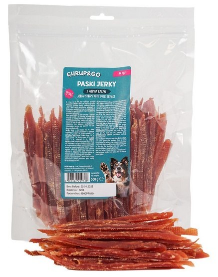 Chrup&Go Chrup&Go Przysmak dla psa Paski Jerky z piersią kaczki 500g